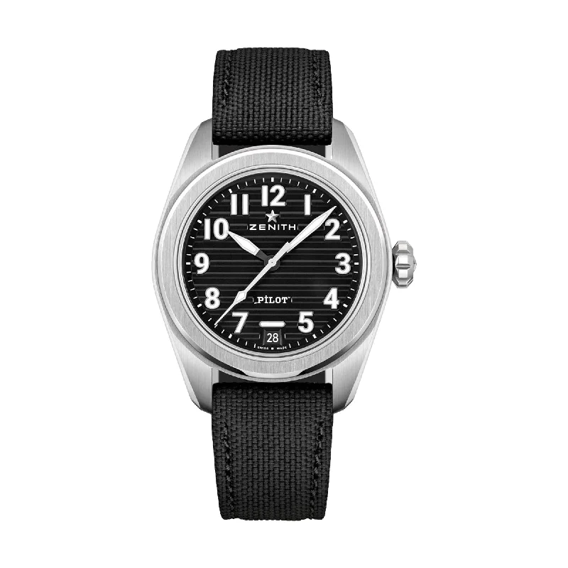 men's GMT watches with luminescent design -Pilot Central Second & Date - Stainless Steel