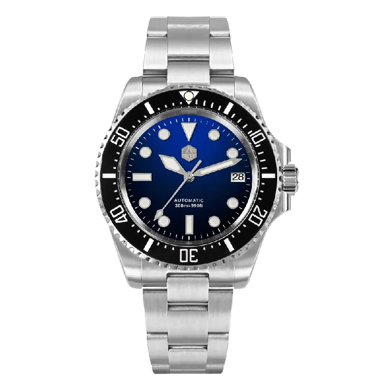 men's dive watches with month display -San Martin Stainless Steel Modern Sub Dive Watch SN0111G