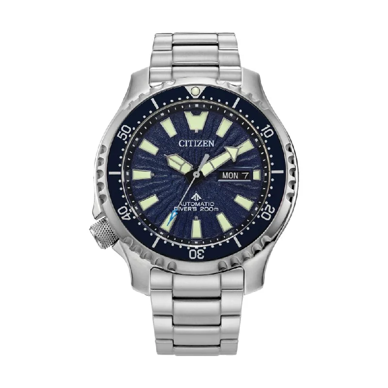 men's dive watches with Swiss SuperLuminova hands -Promaster Dive Automatic FUGU Blue Dial, Steel Bracelet men's dive watches with Swiss SuperLuminova hands -Promaster Dive Automatic FUGU Blue Dial, Steel Bracelet