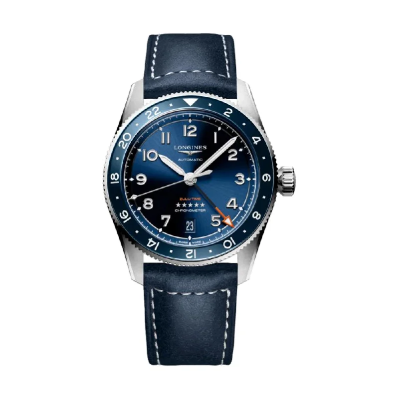 men's chronograph watches for everyday wear -Spirit Zulu Time 39mm Blue on Leather Strap men's chronograph watches for everyday wear -Spirit Zulu Time 39mm Blue on Leather Strap