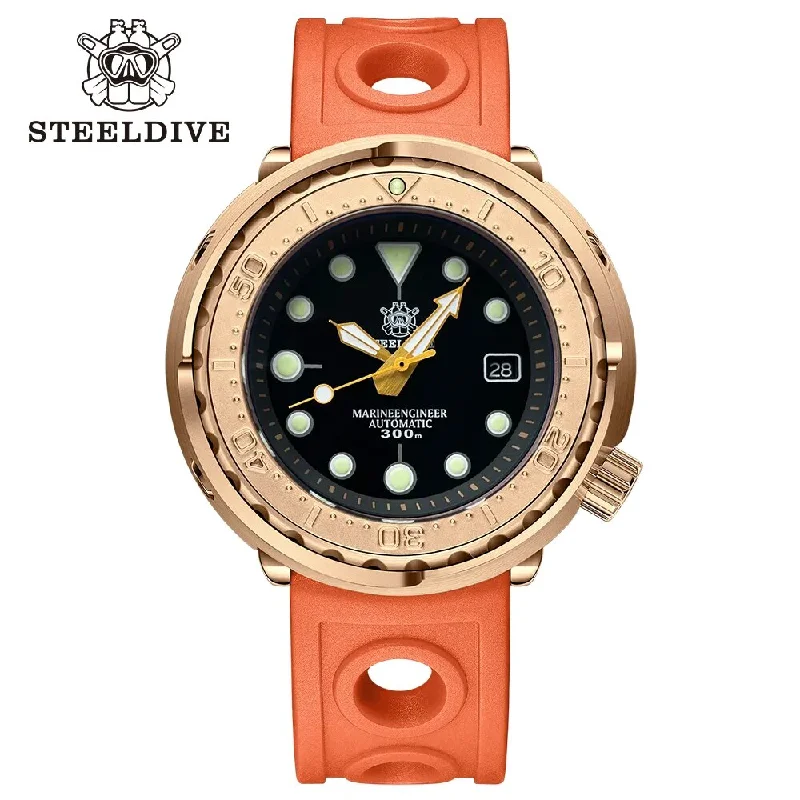 men's dive watches with moon phase style -Steeldive 1975S Bronze Tuna Automatic Watch Men V2
