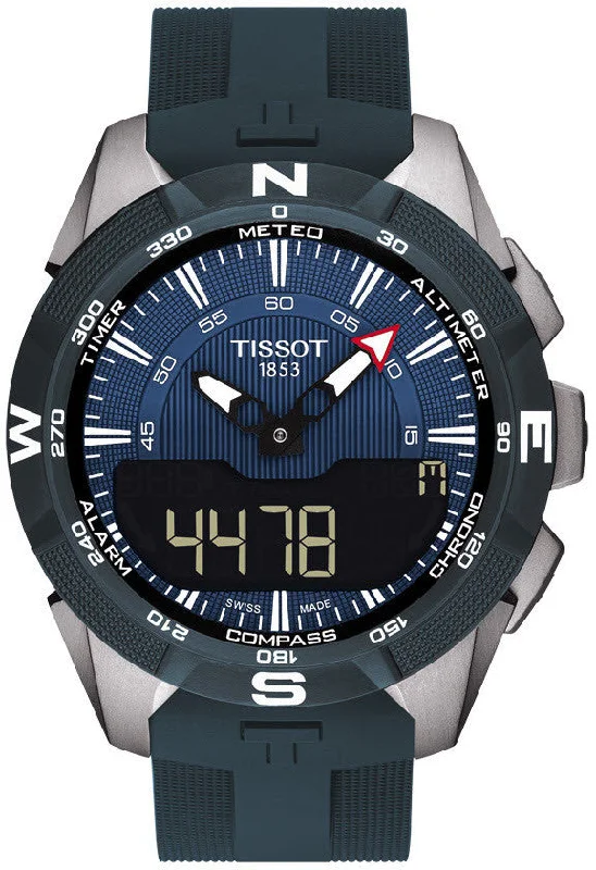 Mens Smart Watches Fitness Tracking-Tissot Watch T-Touch Solar II Blue