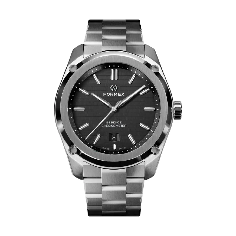 men's chronograph watches with domed design -Essence Automatic Chronometer Black 43mm men's chronograph watches with domed design -Essence Automatic Chronometer Black 43mm