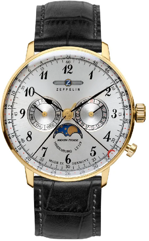 men's mechanical watches with tide display function -Zeppelin LZ 129 Hindenburg Moonphase Mens