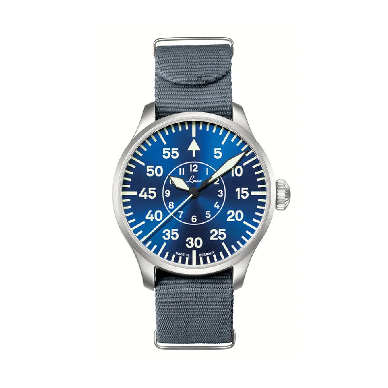 men's field watches for outdoor activities -Pilot Watch Basic Aachen "Blaue Stunde" 42mm - Blue on Nylon Strap