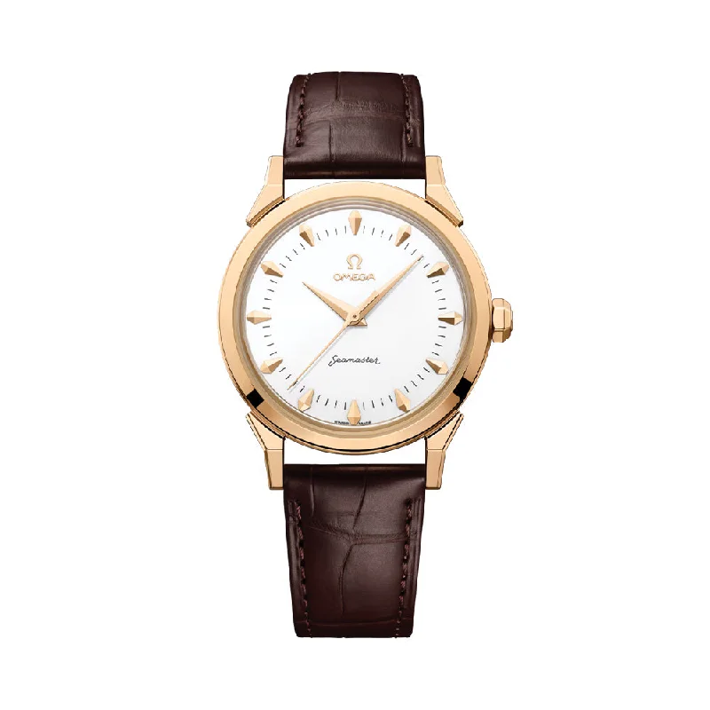 crystal-polishing kits-Seamaster Heritage Milano Cortina 2026 Moonshine™ Gold 37mm - White on Leather Strap