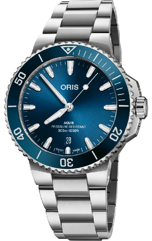 men's mechanical watches with anti-reflective design -Oris Aquis Date 41.5mm