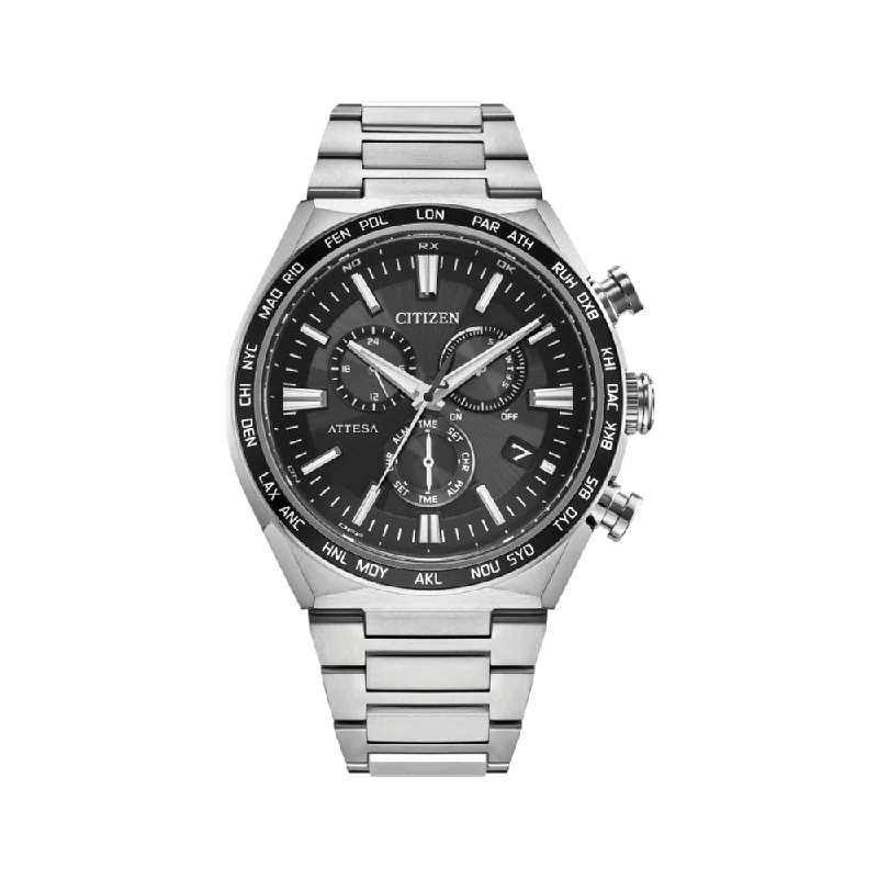 small-seconds subdial-Attesa E660 Silver Super Titanium Black Dial