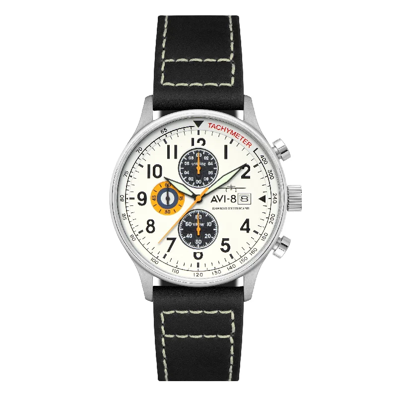 men's pilot watches with vibration alert style design -AVI-8 Hawker Hurricane Classic Chronograph Imperial War Museums Edition Sydenham