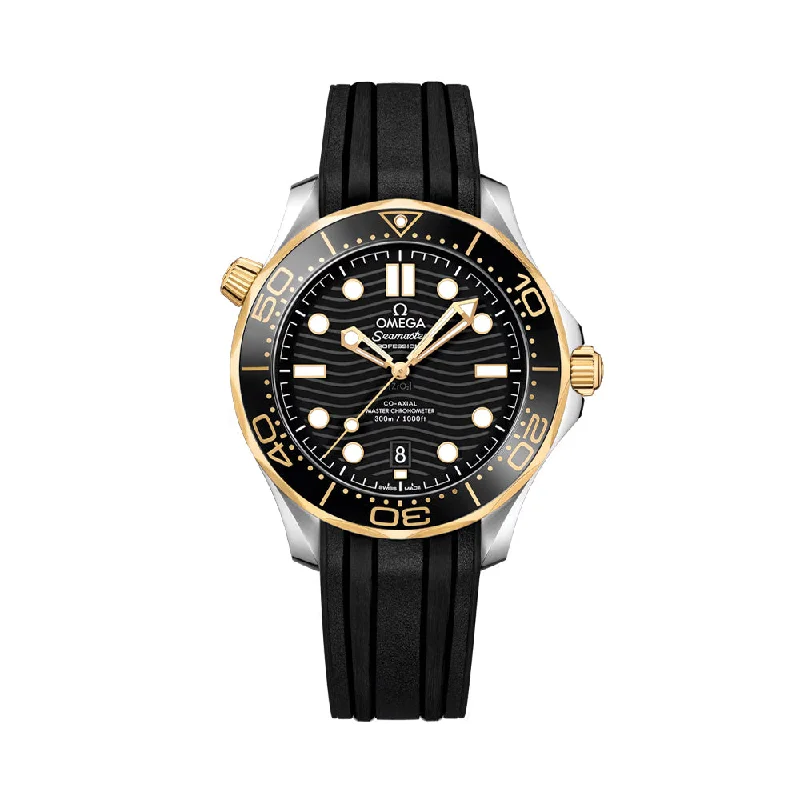 men's GMT watches with ergonomic design -Seamaster Diver 300M Co-Axial Master Chronometer Yellow Gold and Steel 42mm - Black on Rubber Strap men's GMT watches with ergonomic design -Seamaster Diver 300M Co-Axial Master Chronometer Yellow Gold and Steel 42mm - Black on Rubber Strap