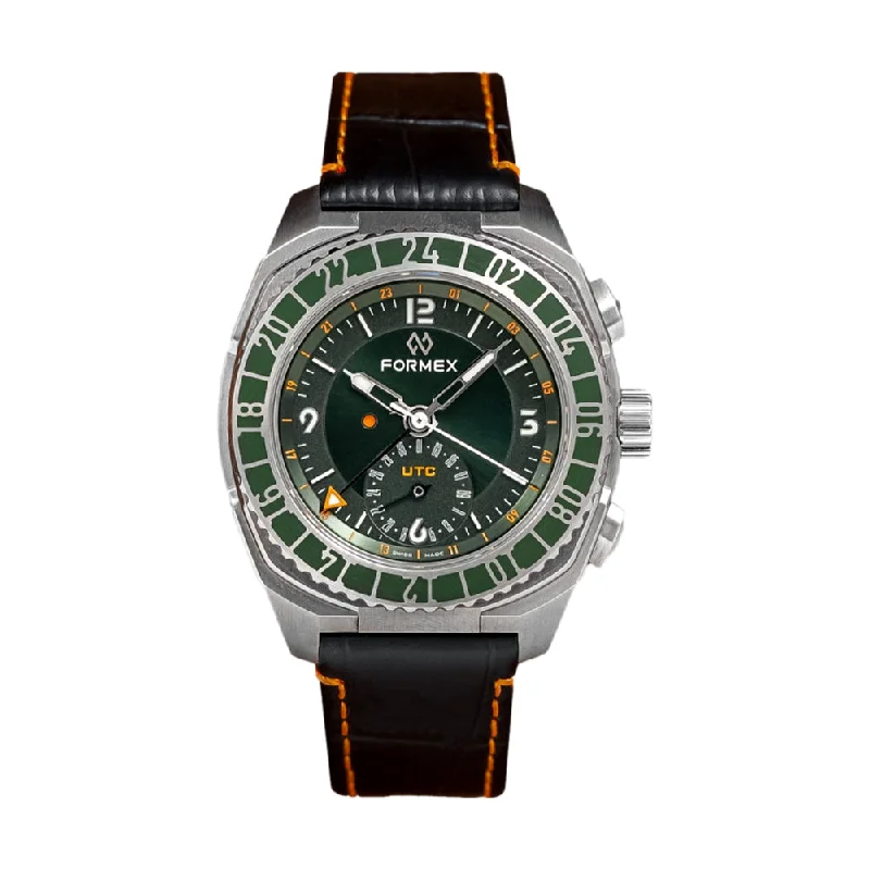 men's pilot watches with compass -Stratos UTC Automatic Green Dial, 41mm