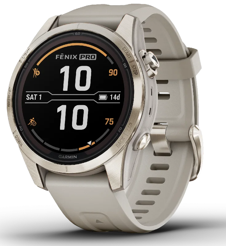 Mens Smart Watches Mobile Payment-Garmin Fenix 7S Pro Sapphire Solar Soft Gold