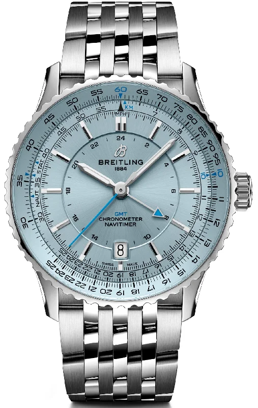 men's mechanical watches for beginners -Breitling Navitimer Automatic GMT 41 Light Blue Bracelet men's mechanical watches for beginners -Breitling Navitimer Automatic GMT 41 Light Blue Bracelet