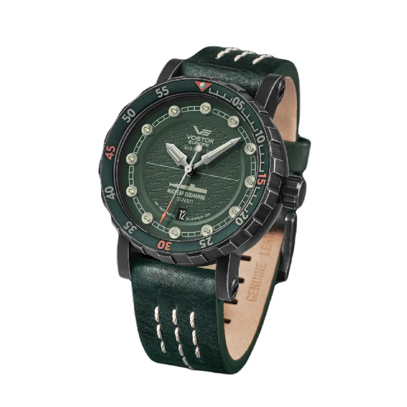 men's skeletonized watches for special occasions -Vostok Europe Nuclear Submarine Automatic All Green