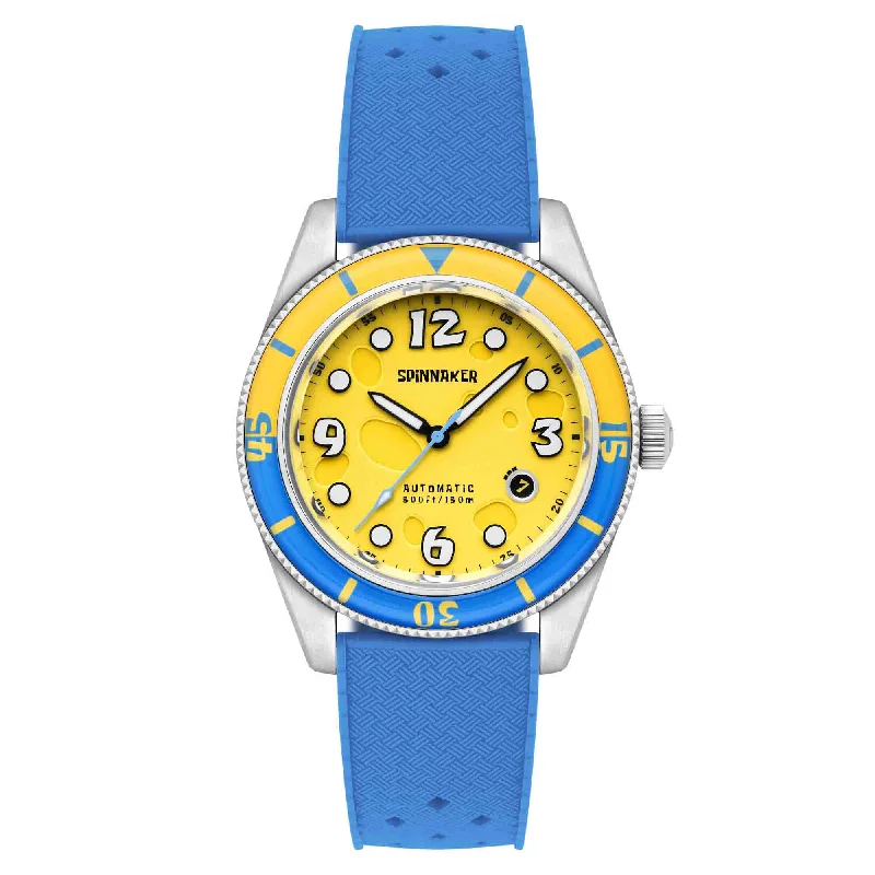 men's skeletonized watches with modern vintage style -Spinnaker Fleuss Automatic Spongebob Squarepants Conch Street Yellow Sponge Limited Edition