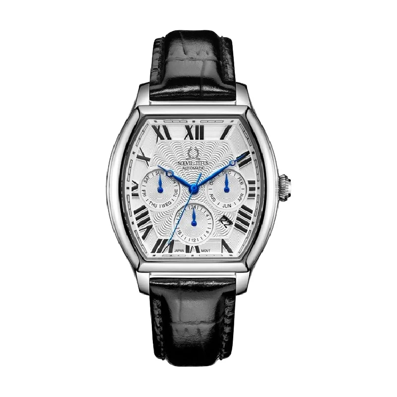 men's mechanical watches with concave design -SOLVIL ET TITUS BARRIQUE W06-03267-001 MULTI-FUNCTION MECHANICAL MEN WATCH