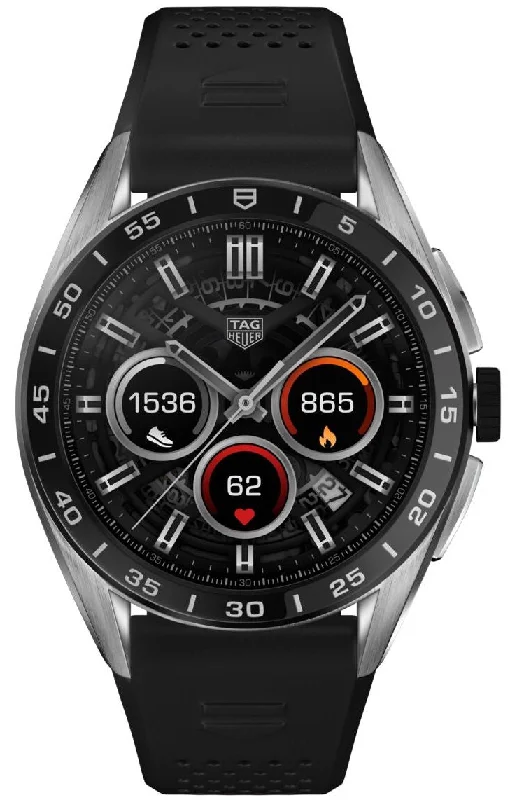 Smart Watches for Mens Sunrise/Sunset Display-TAG Heuer Connected Calibre E4 Black 45 Rubber