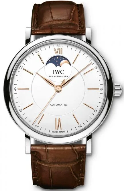 men's mechanical watches with phosphorescent design -IWC Portofino Automatic Moon Phase