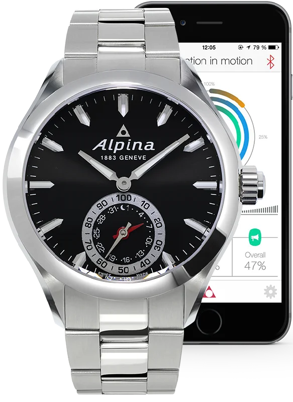 Mens Smart Watches Fall Detection-Alpina Horological Smartwatch Motion X Quartz D