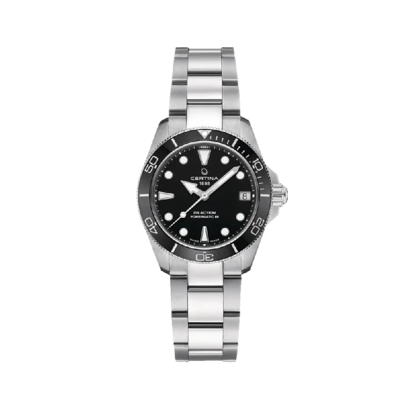 men's field watches with ergonomic style design -DS Action Black Dial, 34.5mm