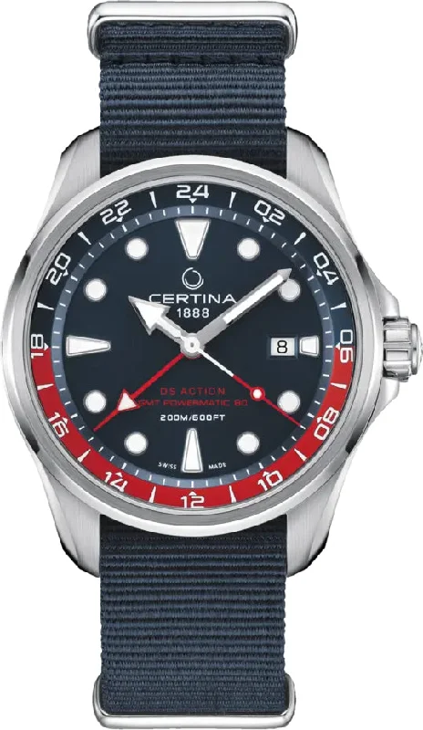 men's mechanical watches with double-domed design -Certina DS Action GMT D