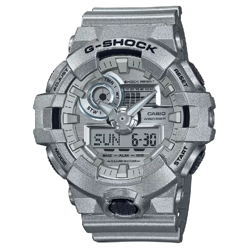 men's digital watches with vibration alert style design -CASIO G-SHOCK GA-700FF-8ADR STANDARD ANALOG-DIGITAL METALLIC SILVER WATCH