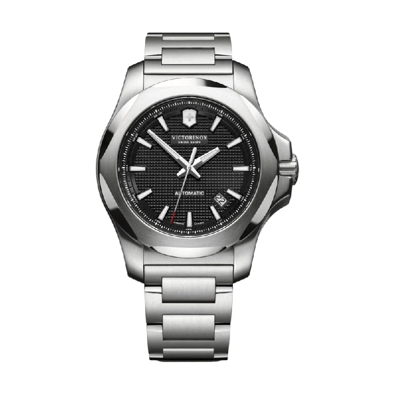 men's pilot watches with water-resistant design -I.N.O.X. Mechanical, Black Dial, Stainless Steel Bracelet