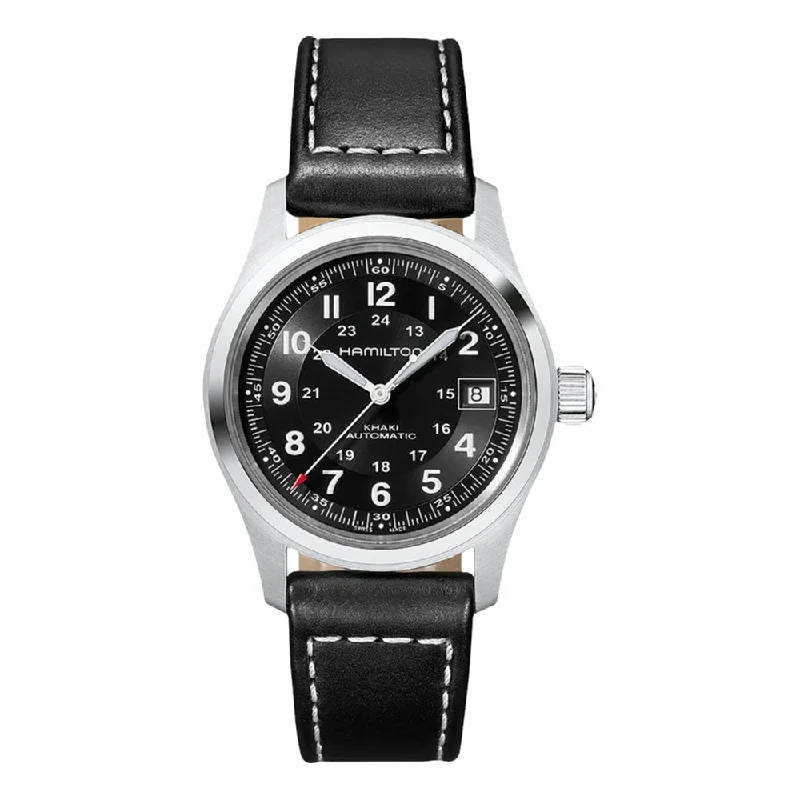 Citizen-Eco-Drive dress-Khaki Field Auto Black Leather Strap