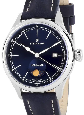Men's Engraved Dress Watches-Marine Moon Phase Blue