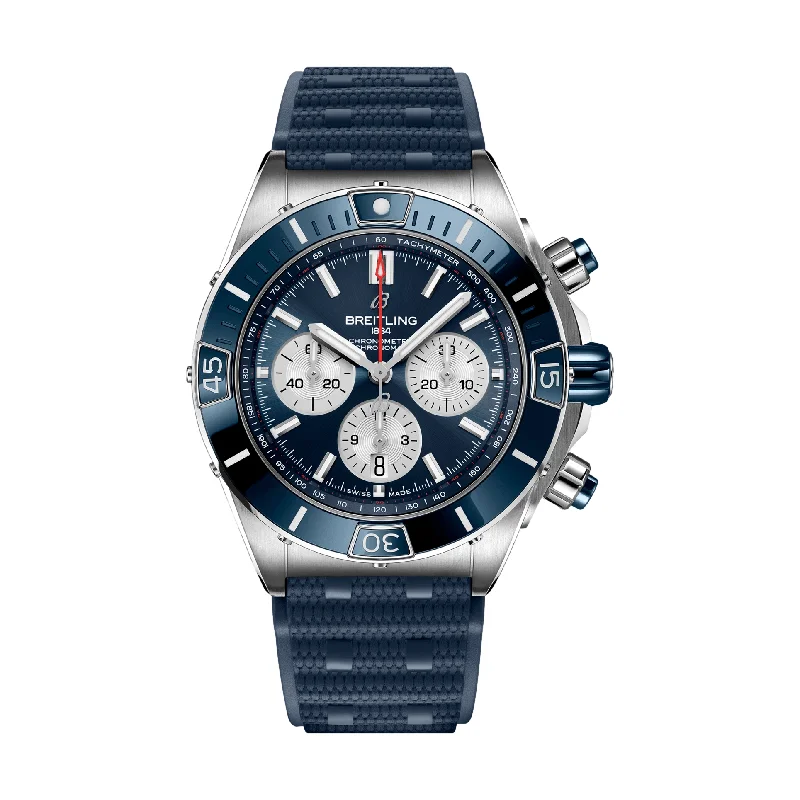 men's GMT watches with spring drive design -Super Chronomat B01 44mm Stainless Steel - Blue men's GMT watches with spring drive design -Super Chronomat B01 44mm Stainless Steel - Blue