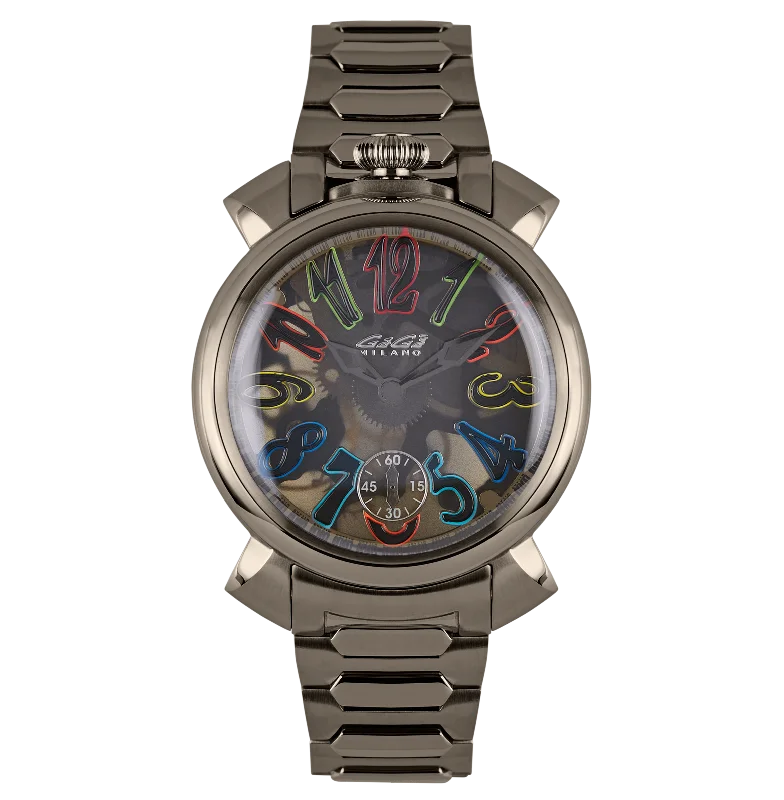 Unisex Mechanical Movement Style Watches-GaGà Milano Watch Manuale Forty-Four 44mm Skeleton IP Gun Unisex Mechanical Movement Style Watches-GaGà Milano Watch Manuale Forty-Four 44mm Skeleton IP Gun