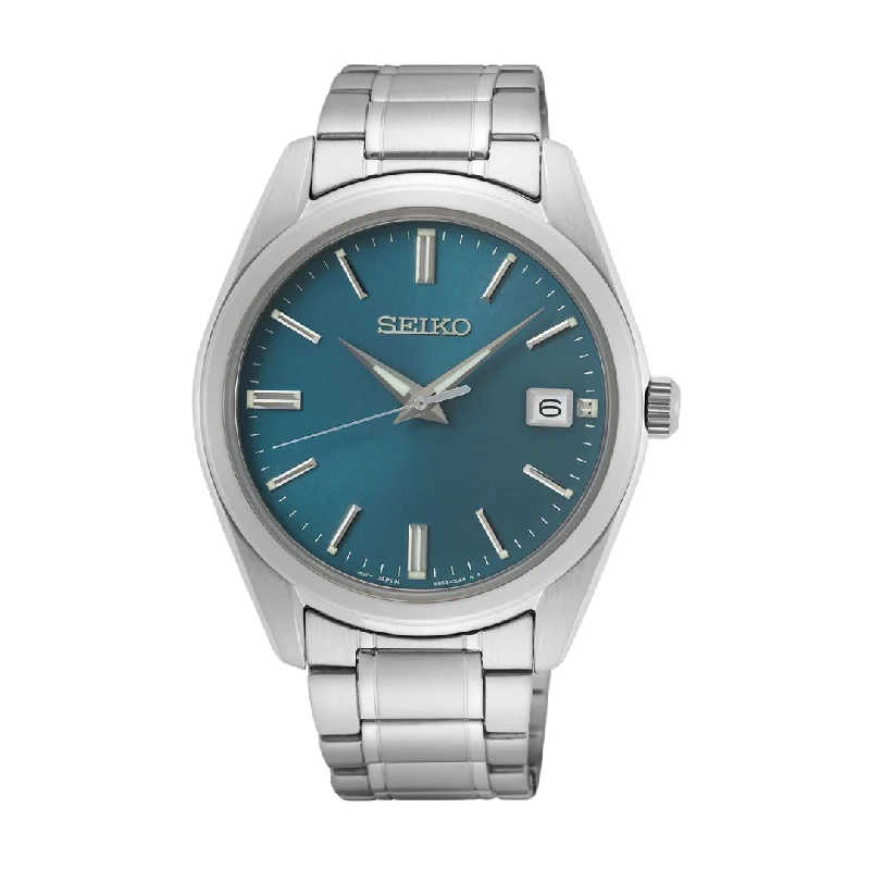 men's digital watches for professionals -SEIKO SUR525P1 QUARTZ ANALOG 3 HANDS DATE MEN WATCH
