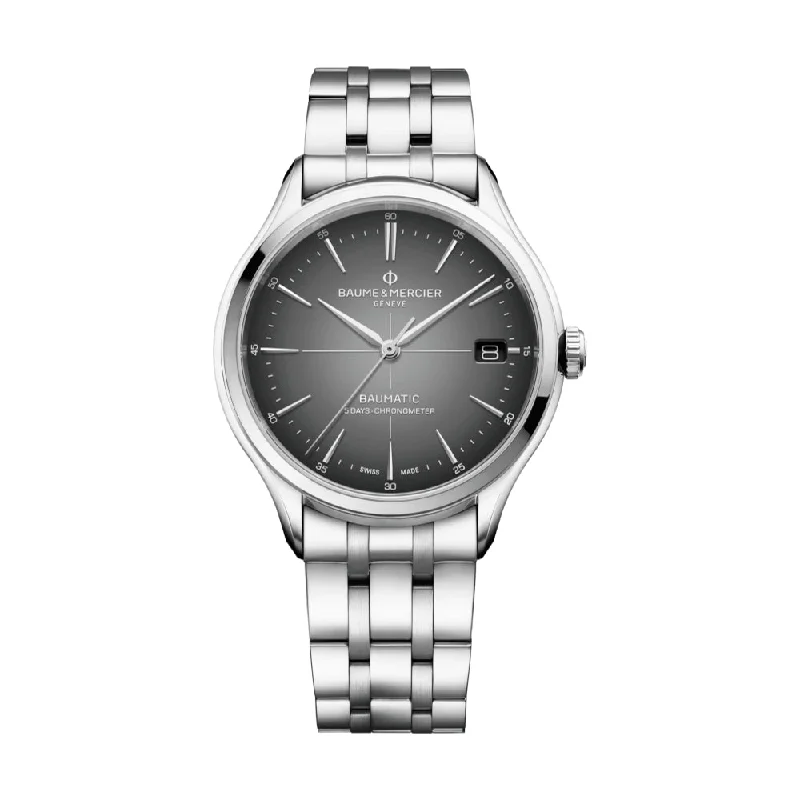 men's pilot watches with dual time zone design -Clifton 10551 Baumatic COSC Certified, 40mm