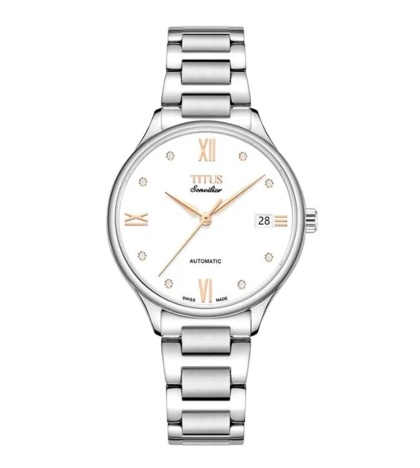 women's mechanical watches with silicone style straps -SOLVIL ET TITUS SONVILIER W06-03116-001 3 HANDS DATE AUTOMATIC WOMEN WATCH