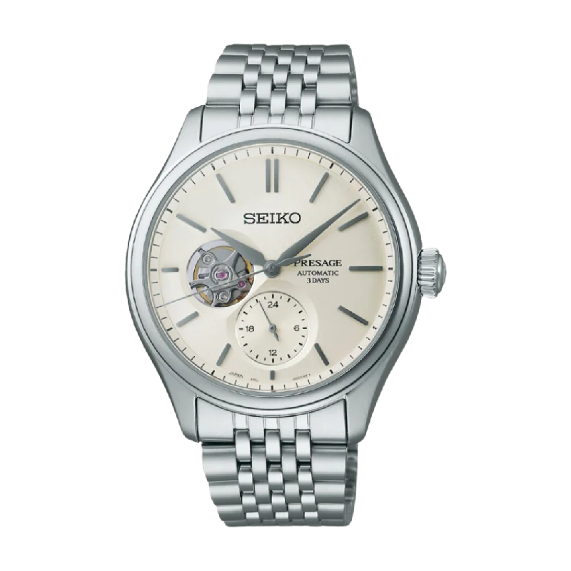 men's Seiko with rubber straps -SEIKO PRESAGE SPB469J1 CLASSIC SERIES 'SHIRO-IRO' OPEN HEART MEN WATCH men's Seiko with rubber straps -SEIKO PRESAGE SPB469J1 CLASSIC SERIES 'SHIRO-IRO' OPEN HEART MEN WATCH