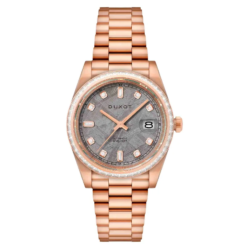 men's skeletonized watches for vintage style -Duxot Serenata Rainbow Diver Automatic Rose Gold Meteorite Limited Edition