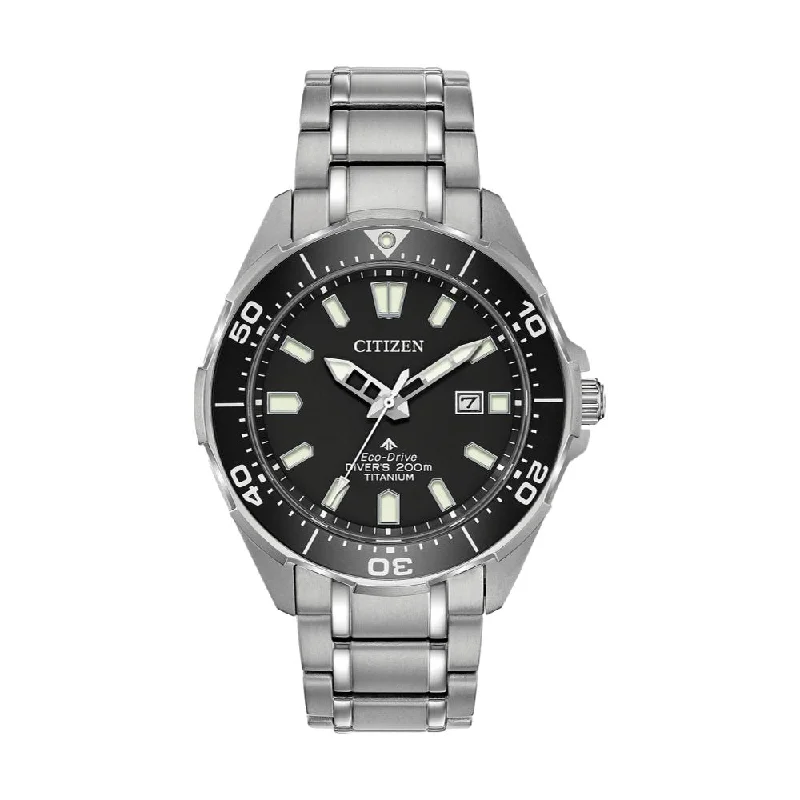 men's solar powered pilot watches -PROMASTER DIVER BLACK DIAL TITANIUM