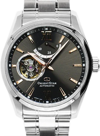 Men's Business Meeting Dress Watches-Contemporary Semi Skeleton Anthracite Ref. RK-AT0009N Men's Business Meeting Dress Watches-Contemporary Semi Skeleton Anthracite Ref. RK-AT0009N