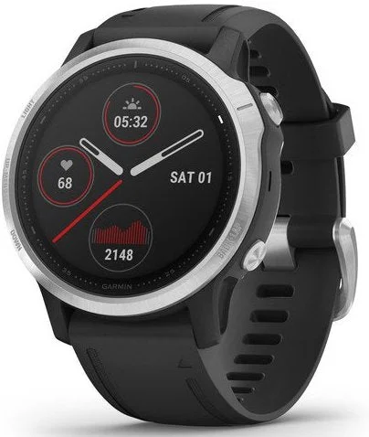 Mens Smart Watches Colorful Interface-Garmin Watch Fenix 6S Silver With Black Band