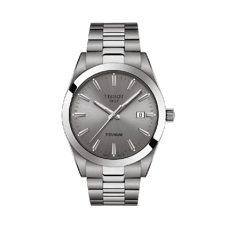 men's digital watches with domed style design -Gentleman Quartz Titanium Grey Dial