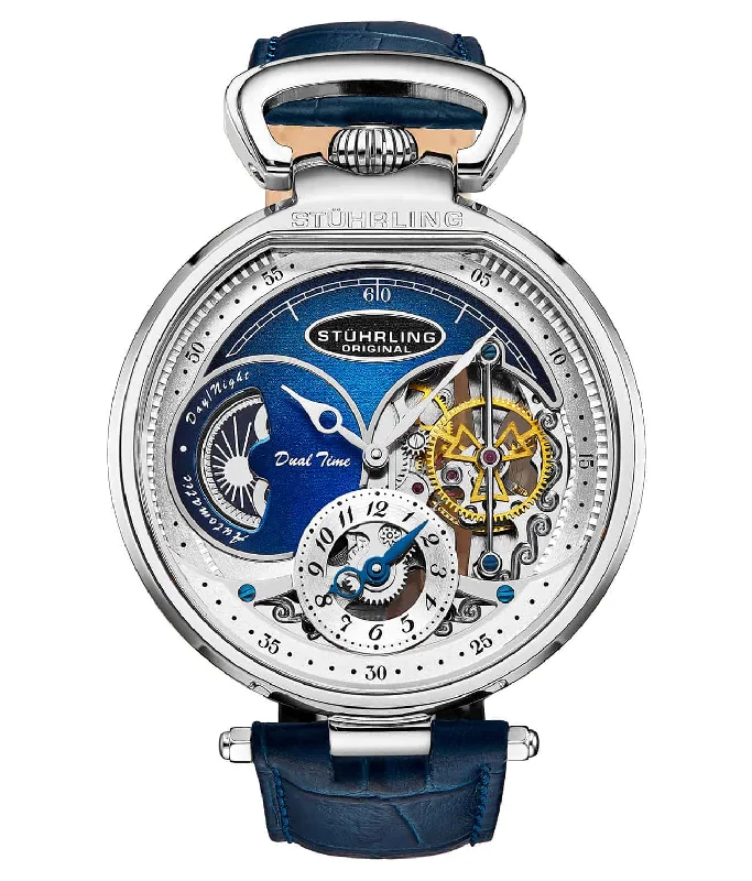 Blue Dial/Silver Case/Blue Leather Strap