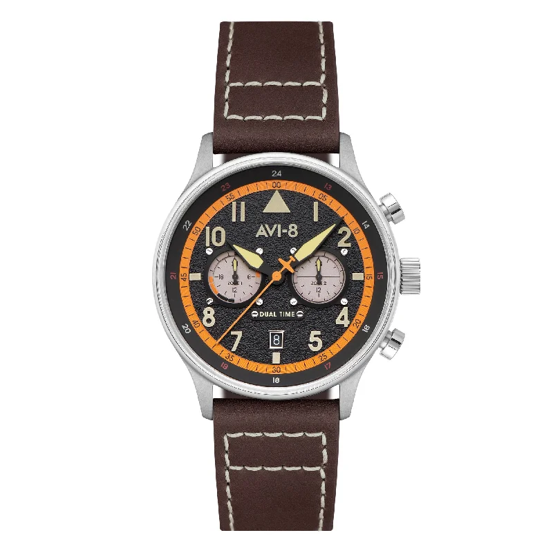 men's pilot watches with shock-resistant style design -AVI-8 Hawker Hurricane Carey Dual Time Imperial War Museums Edition Kensington