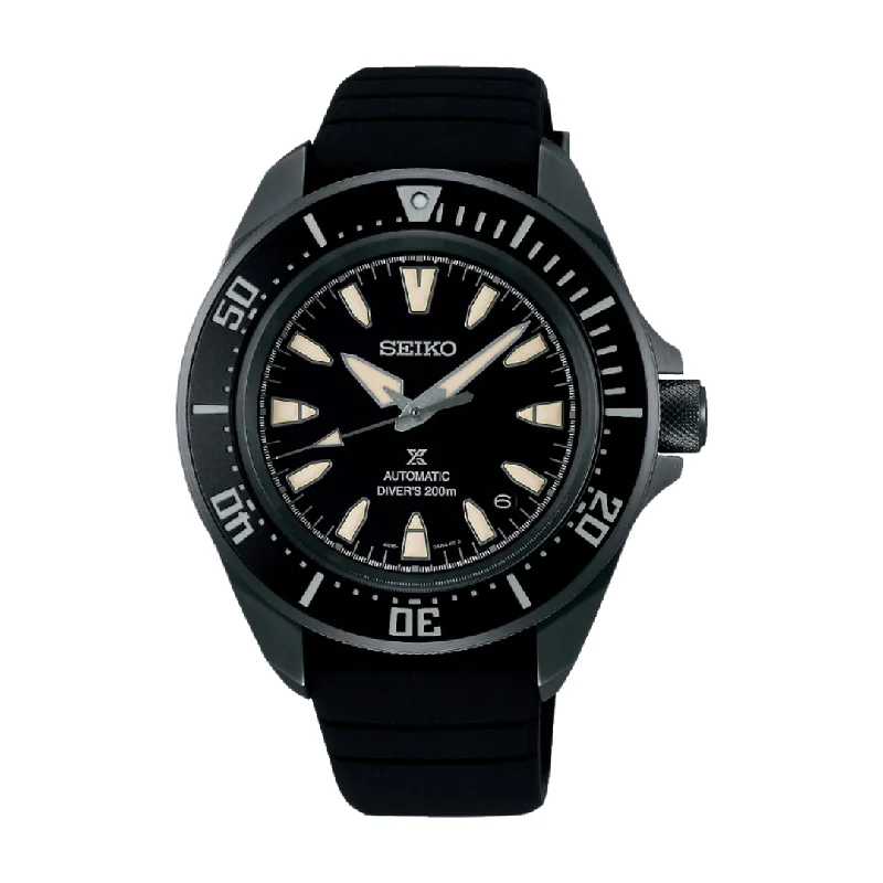 men's dive watches with sleek design -SEIKO PROSPEX SRPL15K1 PROSPEX 4R ALL-BLACK DIVER’S MEN WATCH