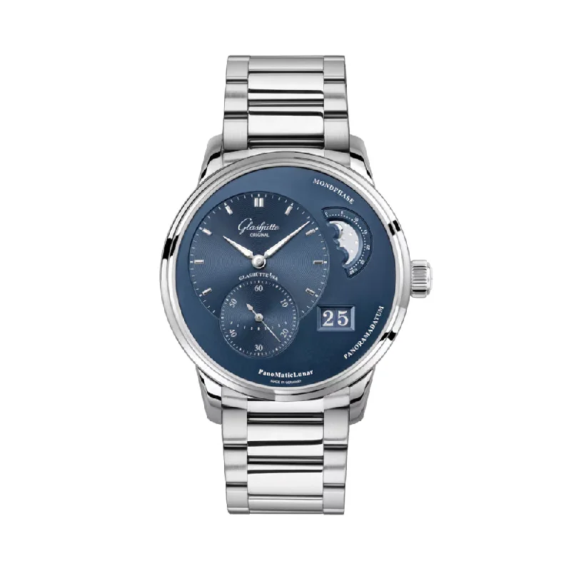 men's dive watches with chronograph style -PanoMaticLunar Stainless Steel 40mm - Blue on Bracelet