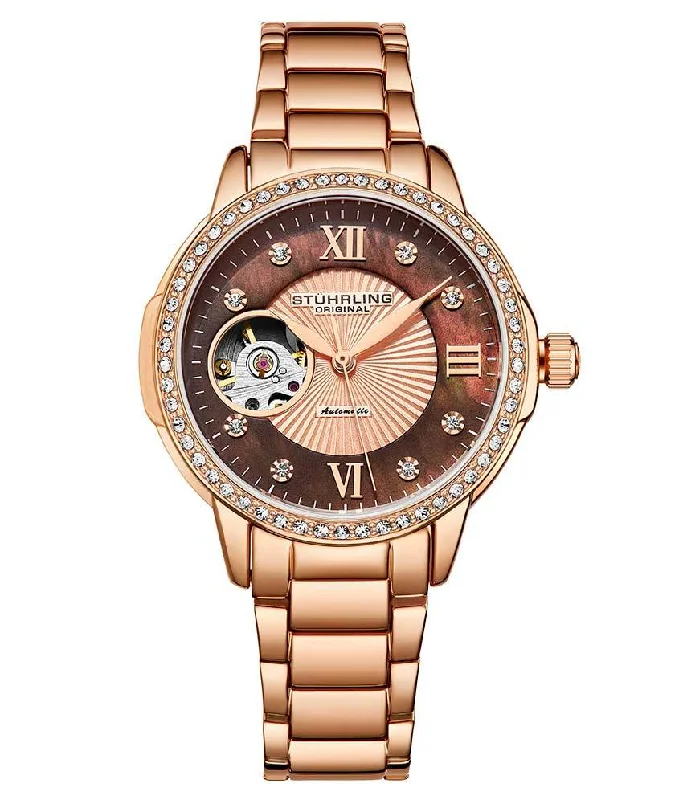 Brown Dial / Rose Case / Rose Stainless Steel Bracelet Rose Gold Layered Deployant Buckle