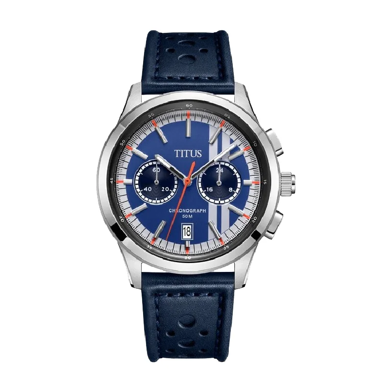 men's digital watches with glow-in-the-dark display function -SOLVIL ET TITUS BRAVO W06-03236-017 CHRONOGRAPH QUARTZ LEATHER MEN WATCH