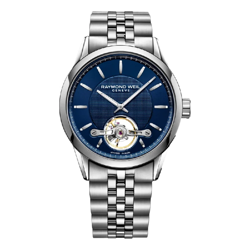 men's GMT watches with backlight style design -Freelancer Open Aperture Blue Dial