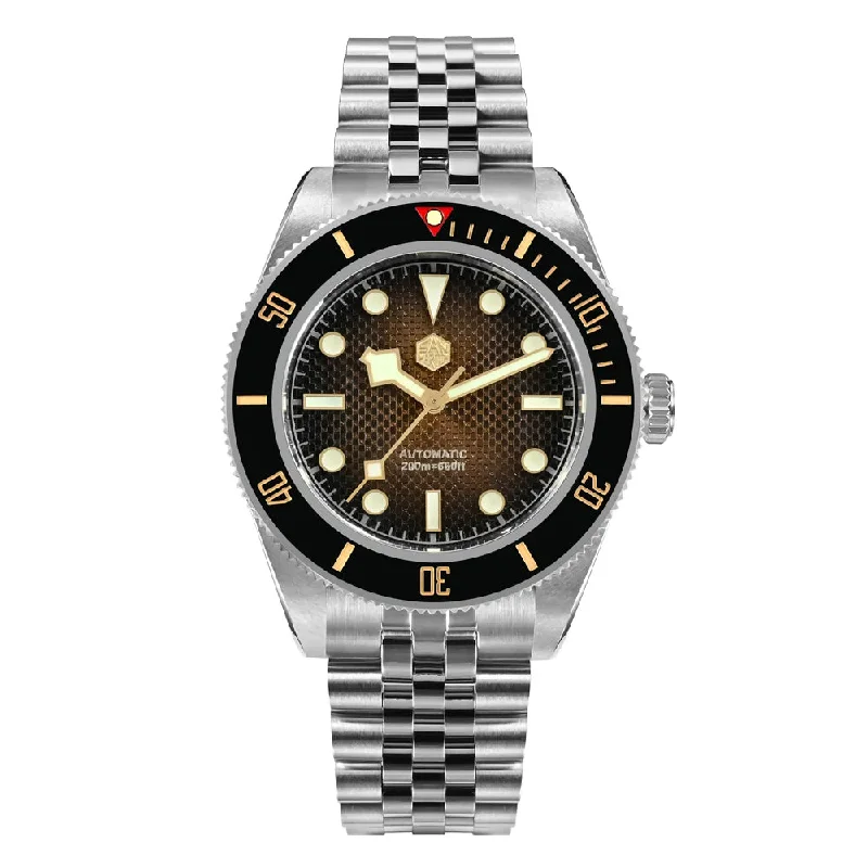 men's dive watches with sporty style -San Martin 3D Waffle Dial Automatic Watcth SN0128