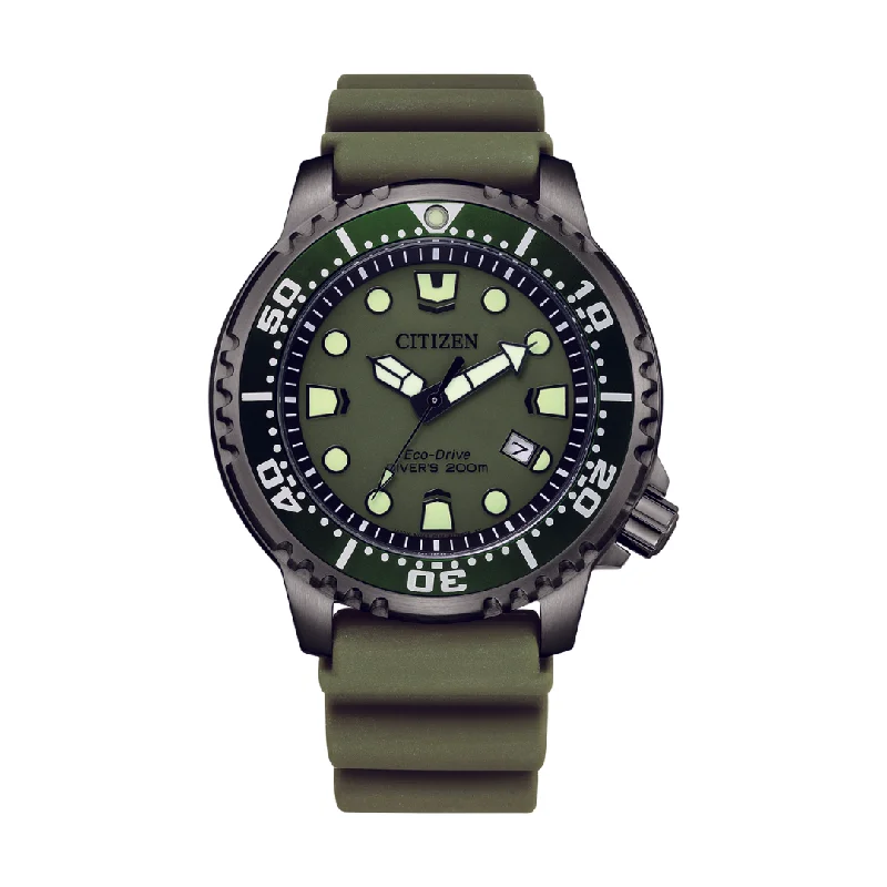 men's dive watches with dual time zone -CITIZEN BN0157-11X PROMASTER ECO-DRIVE DIVER MEN WATCH