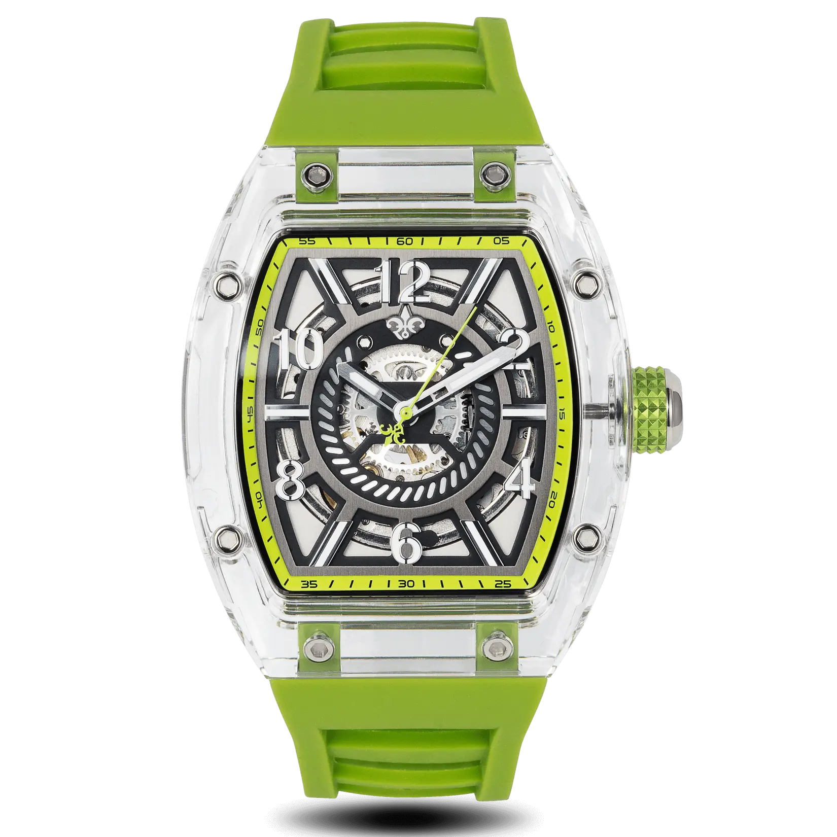 men's mechanical watches with curved design -The Ghost Automatic - Acid Green